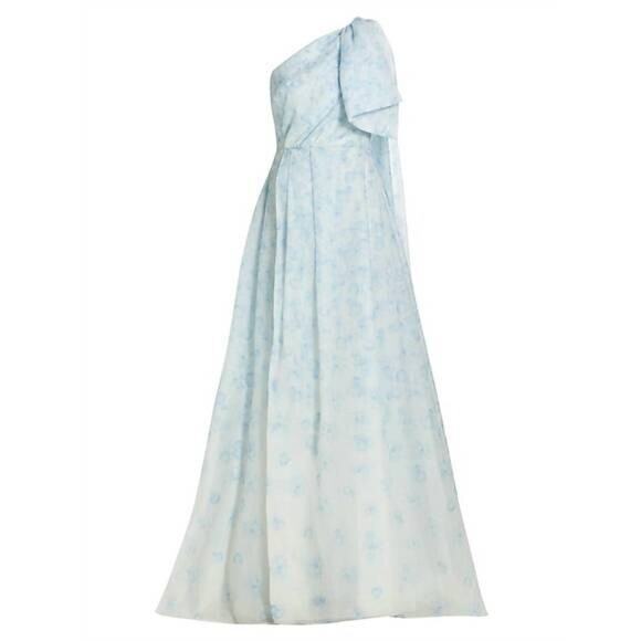 SACHIN & BABI WOMEN'S ONE SHOULDER ANOUK FLORAL‎ DEGRADE BLUE NWT $6200 - Picture 4 of 8